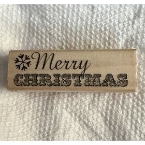 Craft Smart Merry Christmas 1x3" Mounted Rubber Stamp Scrapbooking Cards Festive